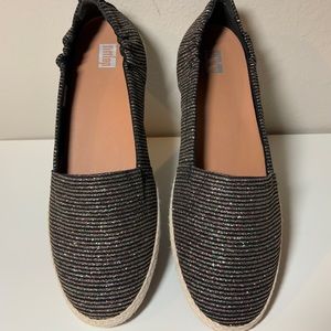 Fitflop Black Siren Glitter Stripe Slip On 8.5
